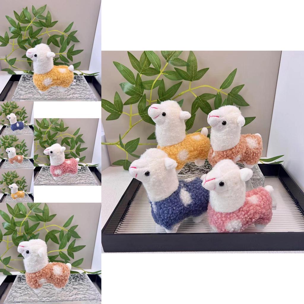 Cute Plush Alpaca Toy With Colorful Polka Dots Perfect For Backpacks And Decor