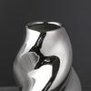 Simple Modern Irregular Ceramic Black and White Vase Luxury Desktop Home Art Silver Flower Flower Arrangement Home Decoration