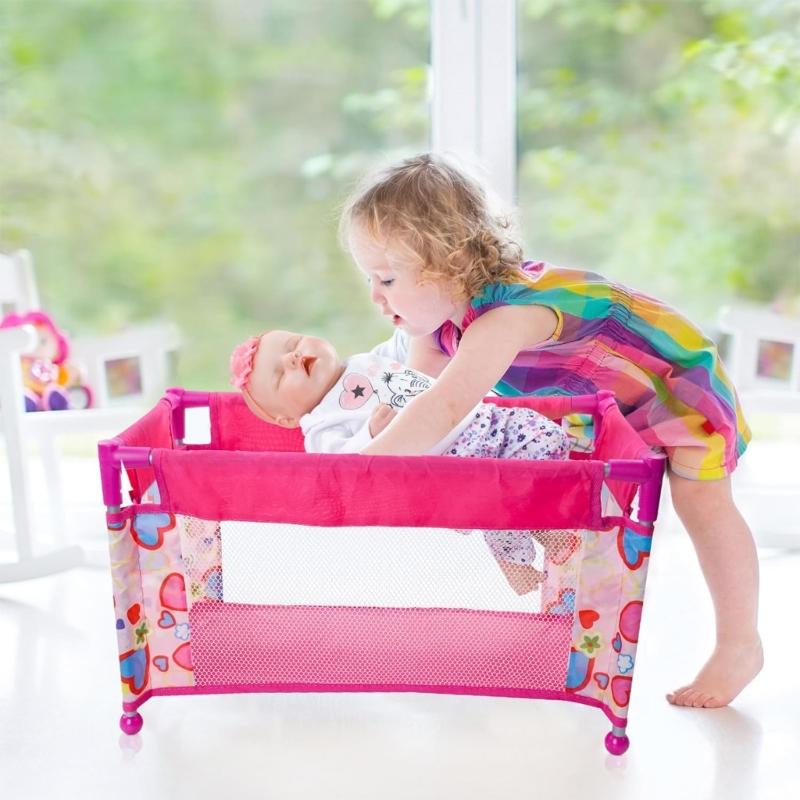 Lightweight Kids Bed Foldable Doll Crib for Children’s Imagination and Creativity Development