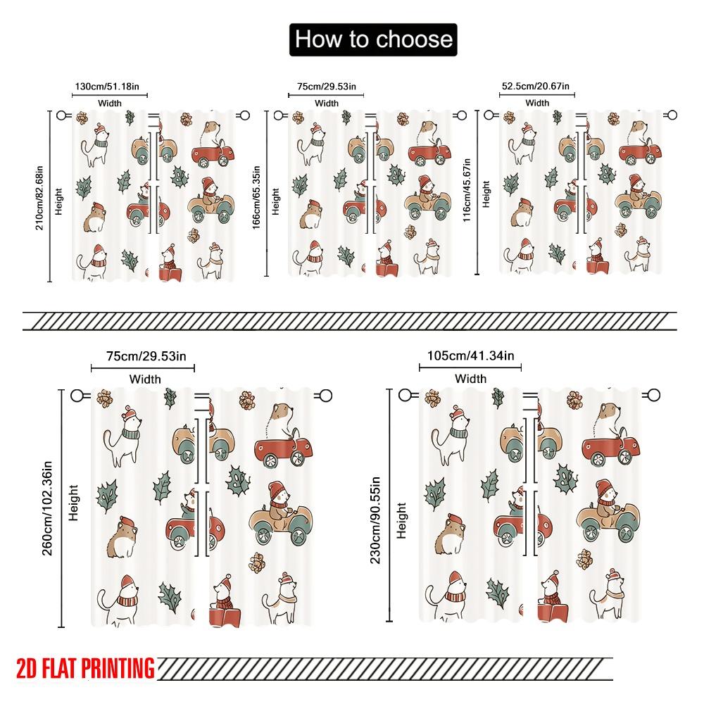 2pcs,2D plane printing Pattern Curtains Cute Christmas Farm Animals (2) Polyester Woven (without rod) Decorations Inside Ldeal