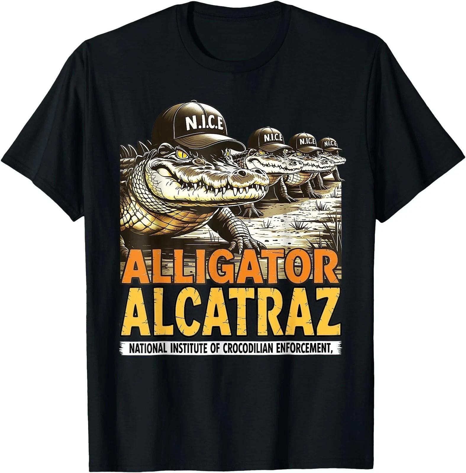 Alligator Alcatraz Shirt Florida Everglades Parody Design T-Shirt M