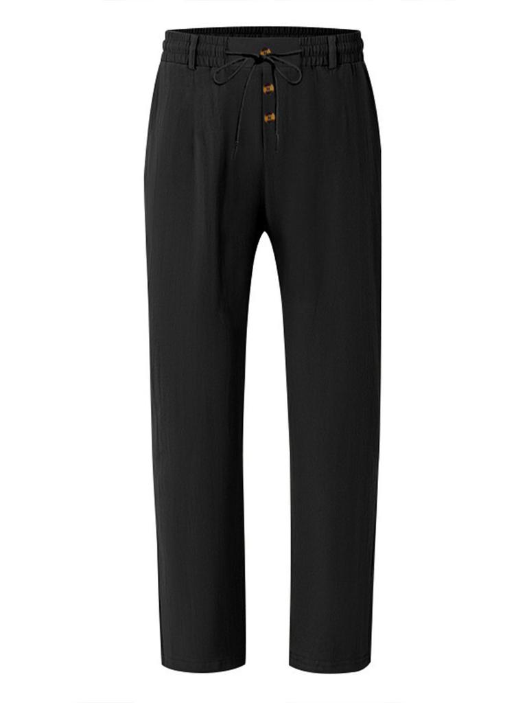 Summer Men's White Linen Pants - Casual Breathable and Perfect for Beach and Daily Wear Straight Leg Design