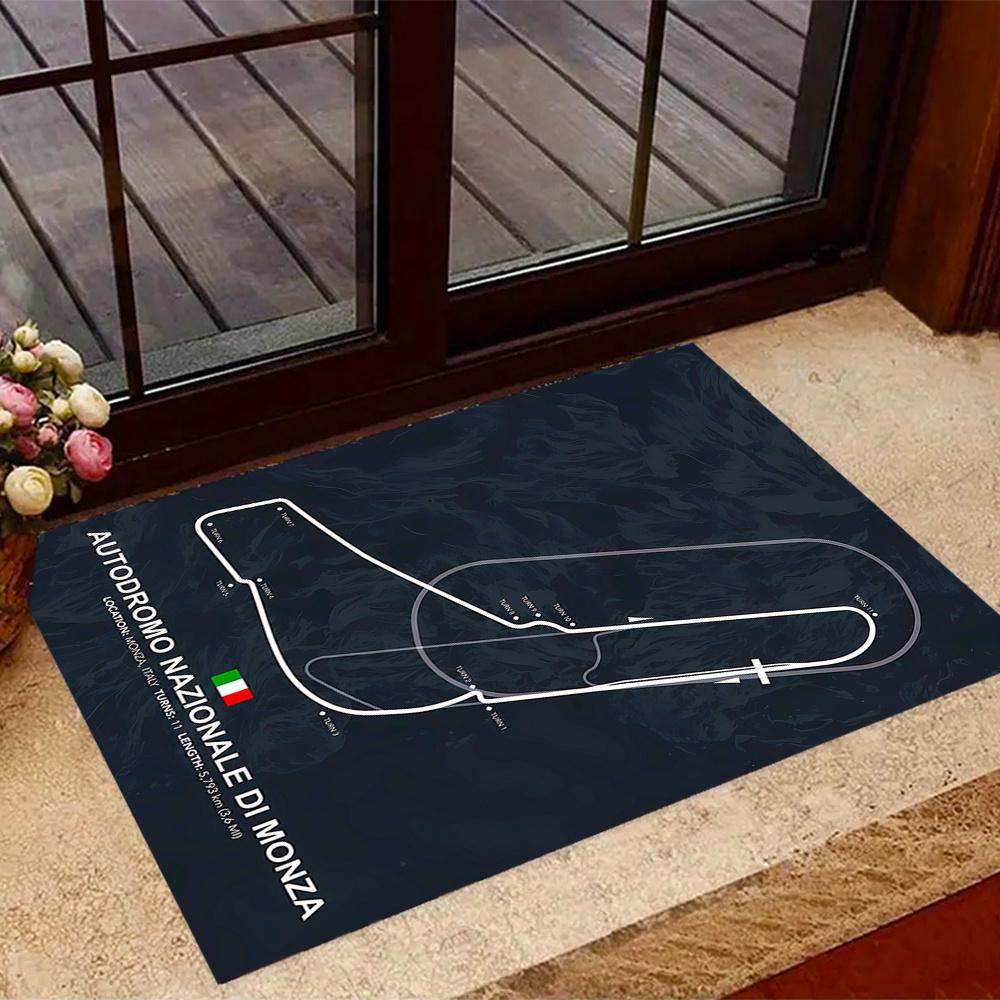 Monza Race Track Autodrome Themed Antislip Durable Polyester Home Decorative Large Size Logo Design Durable Floor Mat For Living Room Restaurant