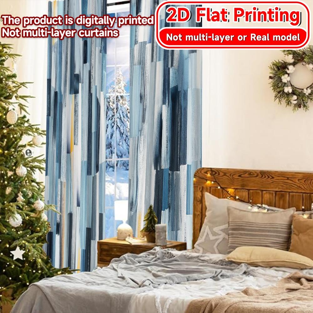 2 Stück 2D-Flachdruck-Vorhänge (Ohne Stange) Pinselstriche Labyrinth Feiertag Halloween Weihnachten Bedruckte Vorhänge Langlebiges Polyester