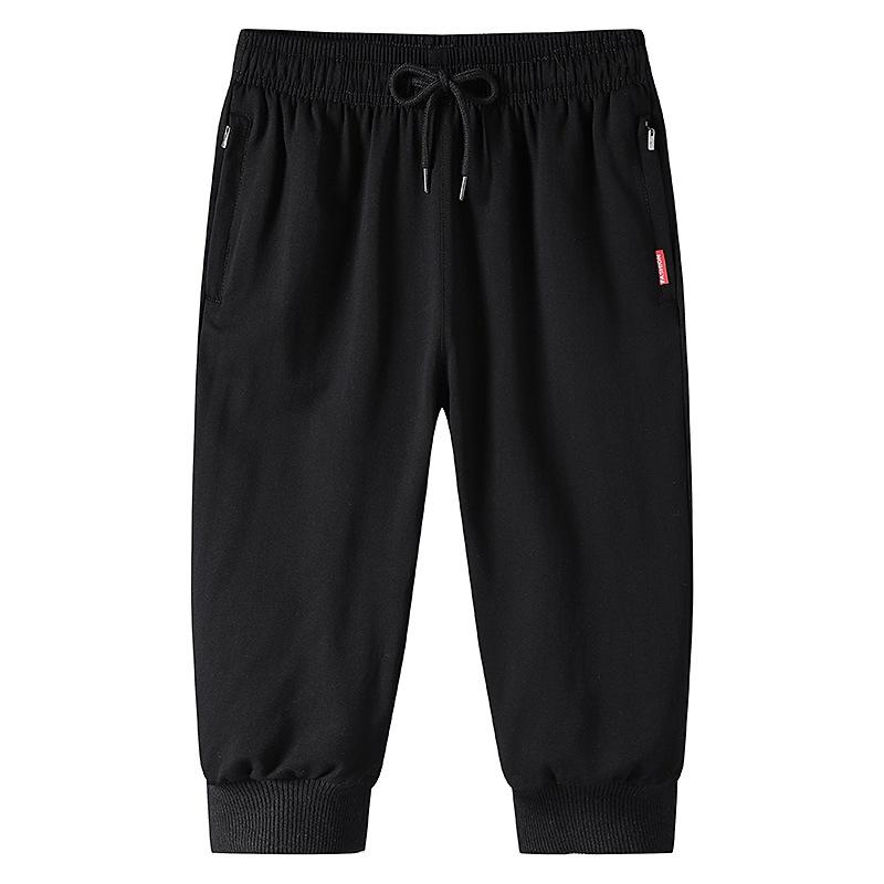 

Летние хлопковые укороченные брюки для мужчин, большие размеры, спортивные, эластичный пояс, однотонные, универсальные, повседневные брюки XXXL