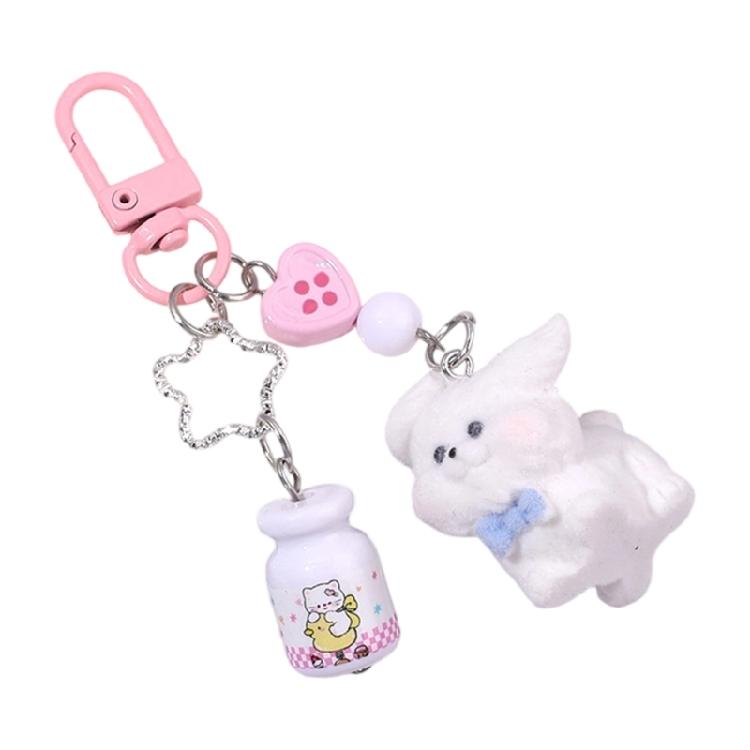 

Эстетичные брелоки для кошелька, сумочки, рюкзака, подвески, шармы, брелоки с собачкой из флока, брелок для ключей автомобиля для женщин и девочек