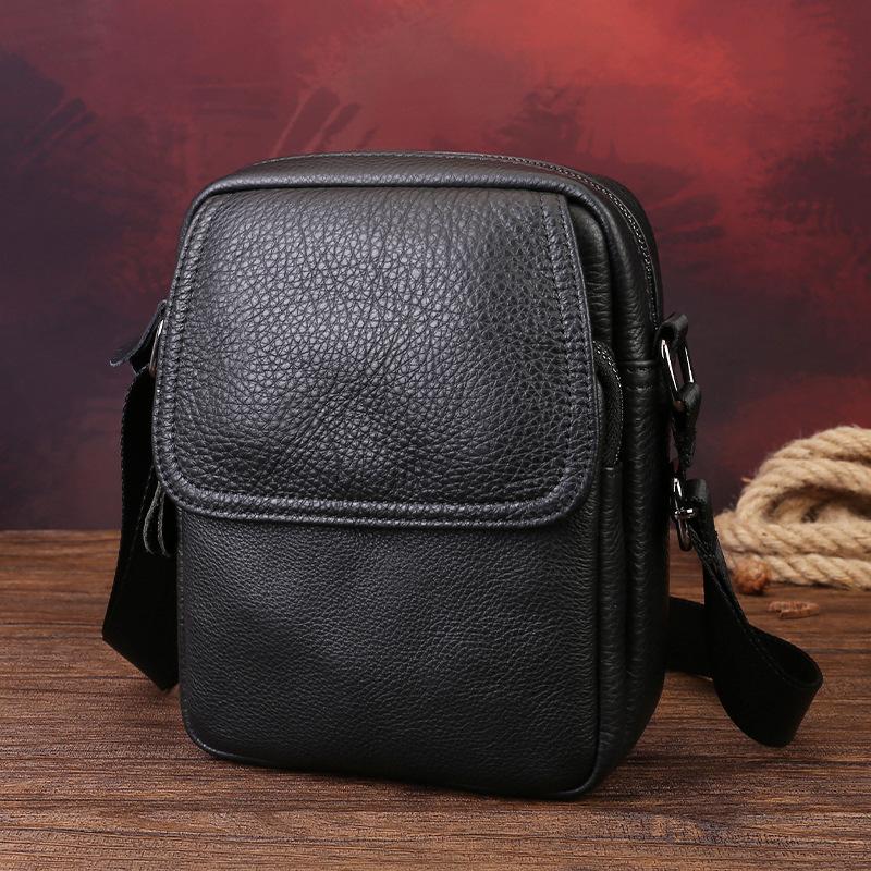 Men's Cross-body Small Bag - Retro Genuine Leather Shoulder Bag for Casual Use - Small Handbag for Mobile Phone Casually