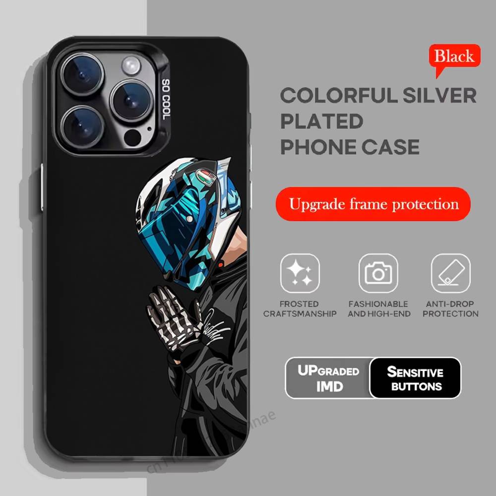 Motorcycle Rider Phone Case for iPhone 15 16 Pro Max Air SE 11 13 Pro 14 Plus 12 11Pro 15Pro Max 16e Cover