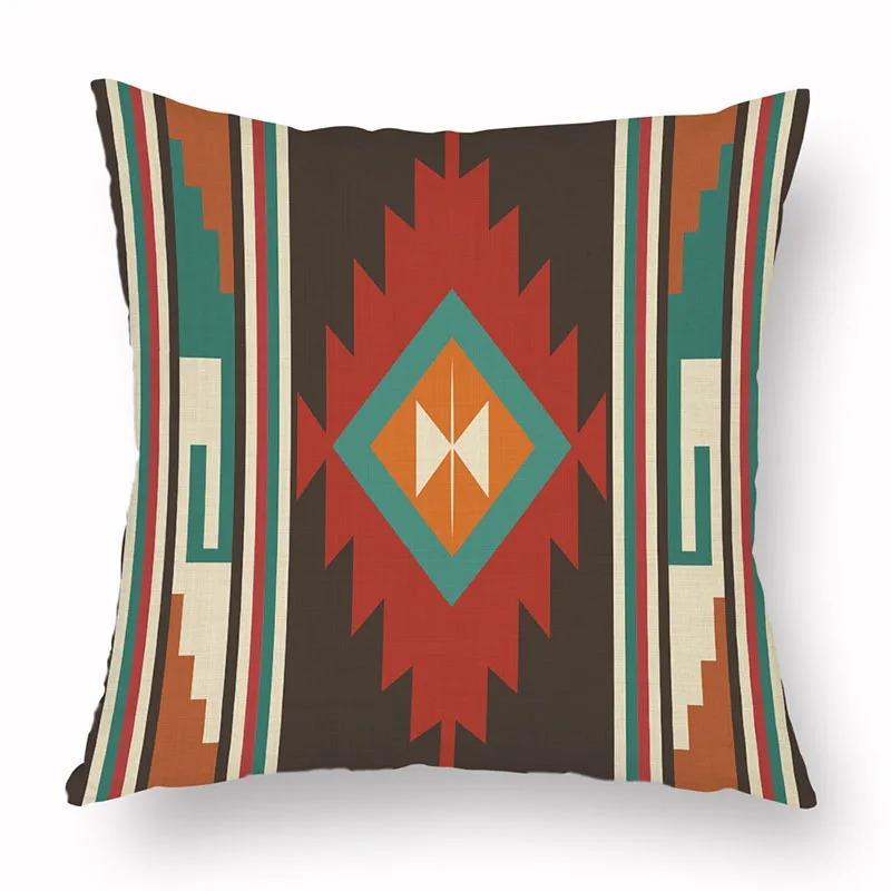 Office Living Room Home Pillowcase Geometric Exotic Ethnic Style Pattern Pillowcase Car Ornaments