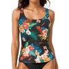 Women Swimsuit Tops U-Neck Sleeveless Striped Print Vest Suspender Chest Pad Beach Style Vest Tops Vacation Party Wear
