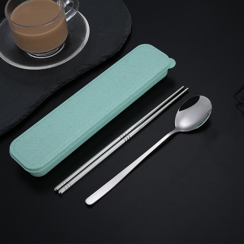Set de tacâmuri de masă 2/3 bucăți, furculiță din oțel inoxidabil 304, linguriță, set de tacâmuri portabile, reutilizabile, cu cutie de depozitare