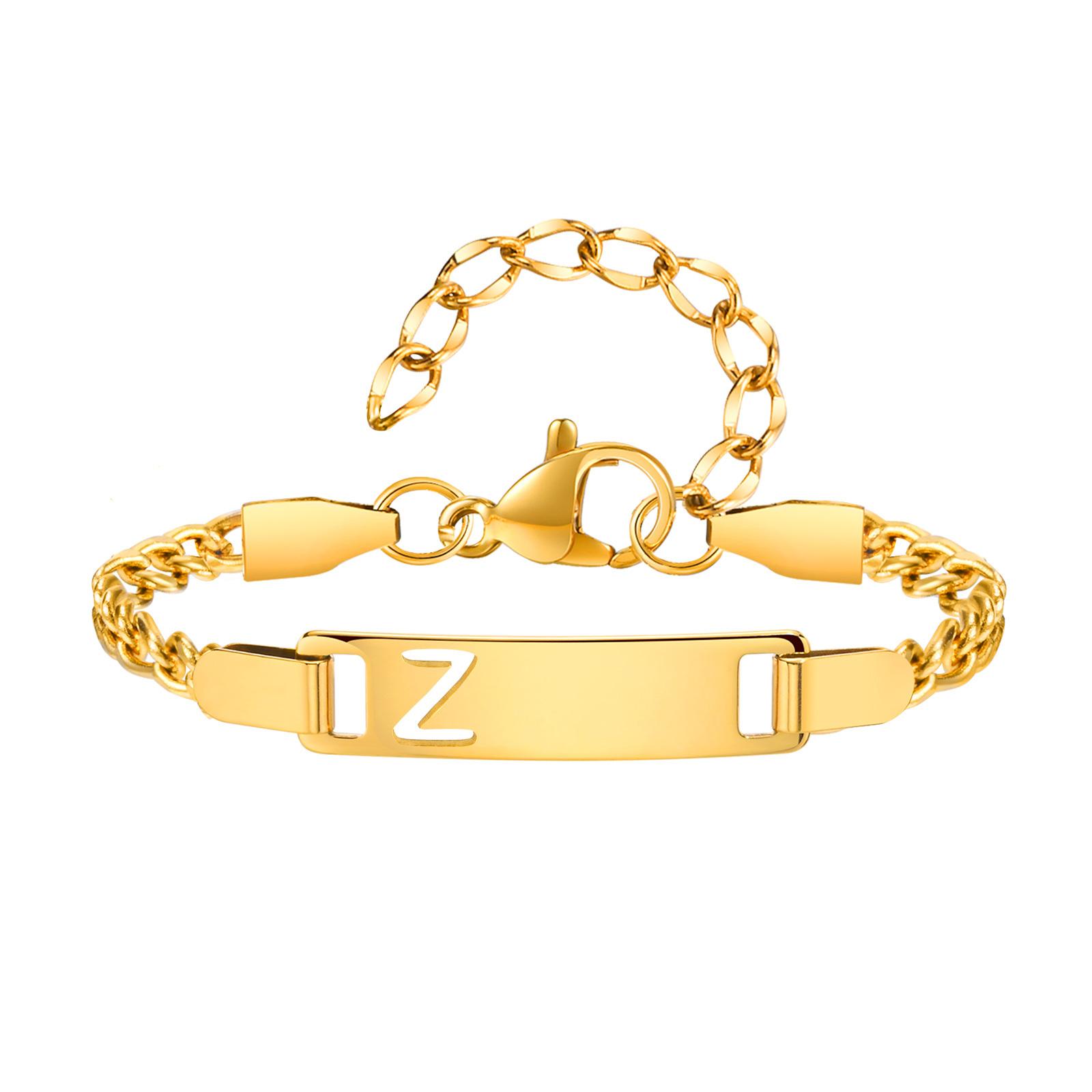 

Vnox Free Engraving Baby Bracelet For Girls Boys,Stainless Steel A-Z Letter Hollow Nameplate Chain Bracelets,Personalize Jewelry