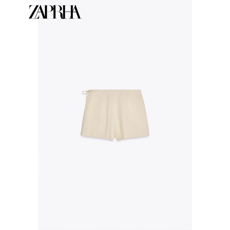 Zaprha 2025 Summer New Fashion Beaded Lace-up Casual High Waist Thin Culottes Shorts 3390998