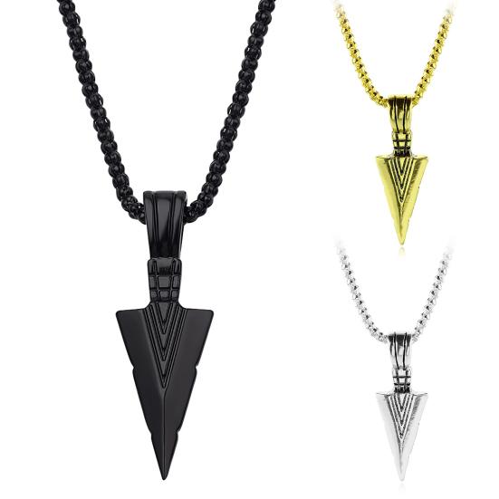 Arrowhead Pendant Men Necklace Vintage Alloy Chain Spearpoint Necklace Fashion Accessories