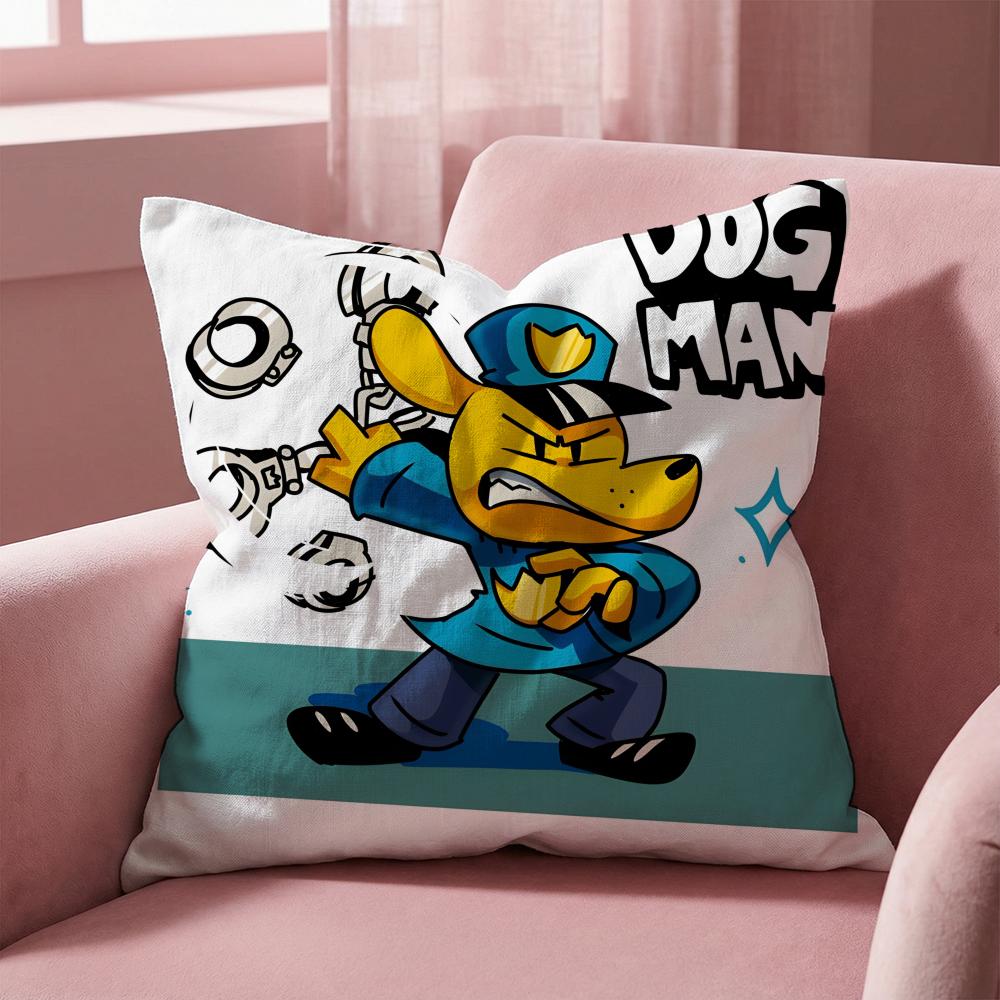 D-Dogman CARTOON Cushion Cover Multi-Scene Pillow Cover for Home & Car - Reversible, Soft & Durable for Daily Use