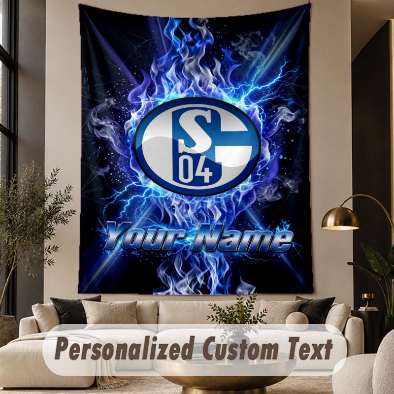 Custom Text Tapestry Schalke 04 FC Print Wall Tapestry Indoor Living Room Wall Decor