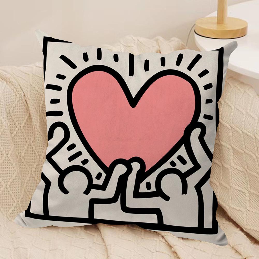 KKeith Art Exhibition Cushion Cover Silky Short Plush Invisible Zipper Dustproof Sofa Pillow Case For Home Decor