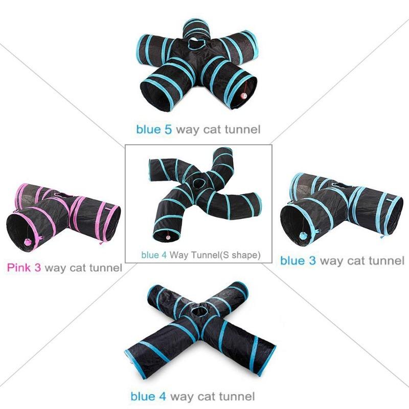 Cat Tunnel 4 Way Pet Play Tunnel Collapsible Tunnel Toy for Cats Dogs Rabbits Pets
