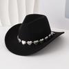 European and American hollow metal oversized love chain hat chain hip hop punk cowboy hat top hat retro felt hat