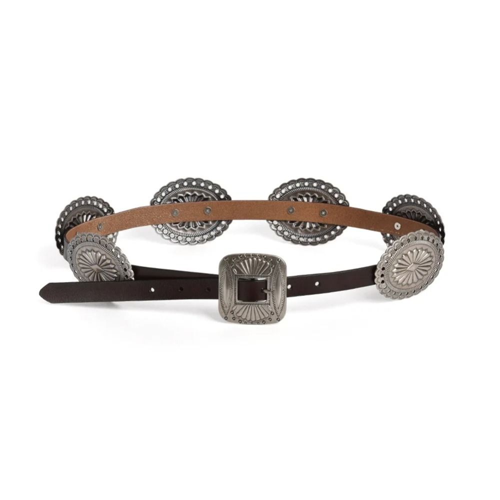 Western Style Cowboy Bohemian Style Belts Y2K Ethnic Style Waistband Punk Metal Carved Belts Women