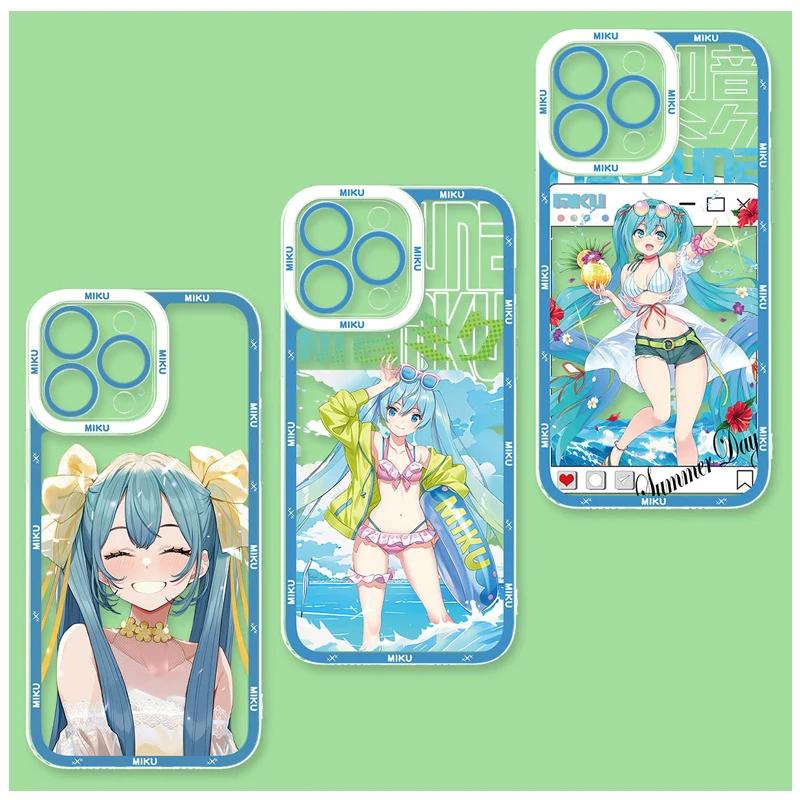 Kawaii Cartoon Hatsune Miku Shockproof Case for iPhone 17 Air 16 E 15 14 Plus 13 12 Mini 11 Pro Max Washable Silicone Edge Cover