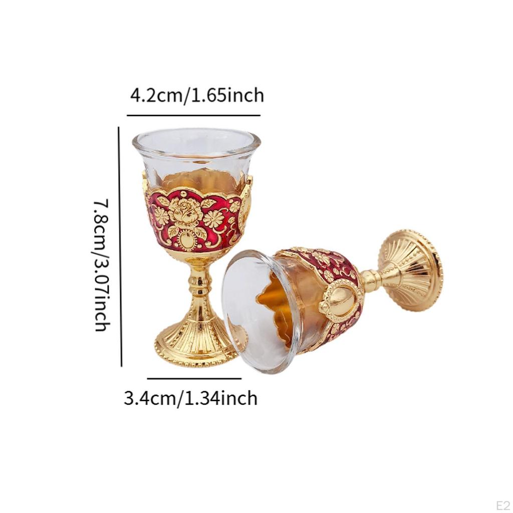 2 Pieces Embossed Wine Cup Toasting Glasses Mini Communion Goblet for Weddings Travel