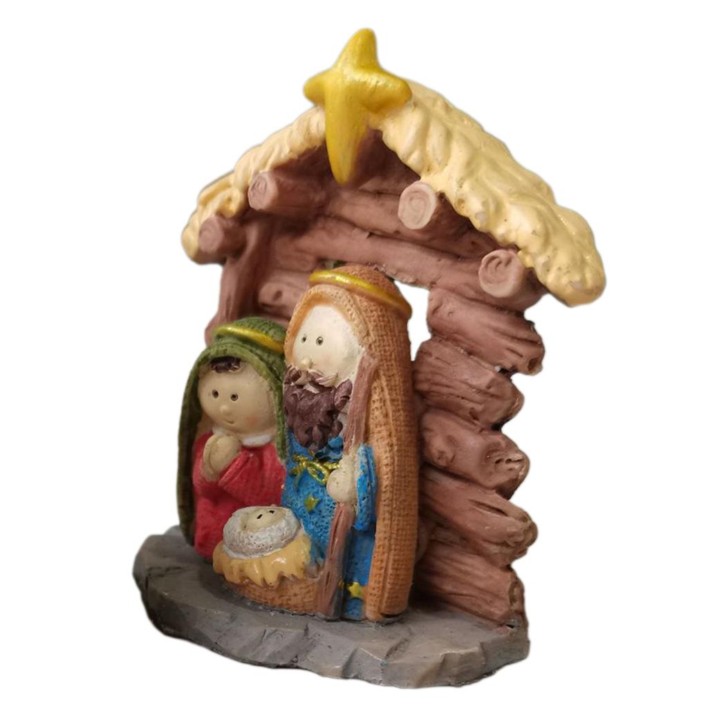 Nativity Statue Scene Set Holy Manger Christmas Crib Figurines Miniatures Ornament Church Gift Home Decorations