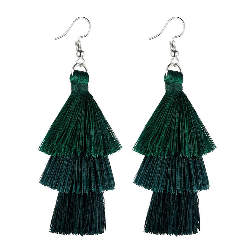 LOVBEAFAS Colorful Three Layered Long Tassel Earrings Fashion Jewelry For Women Fringed Multilayer Vintage Drop Dangle Earrings