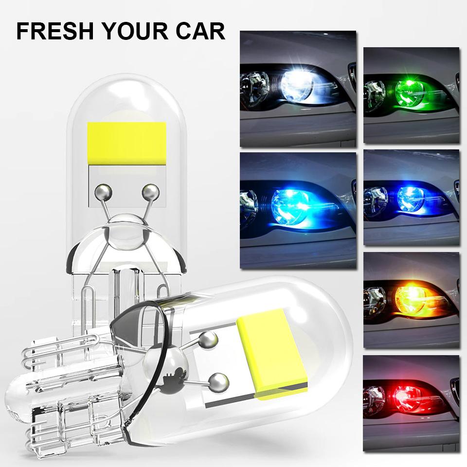 10x High Quality Led T10 W5W Sapphire Cob Car Light Original Auto License Plate Motor Wedge Door Reading Trunk Lamp Bulb 12V