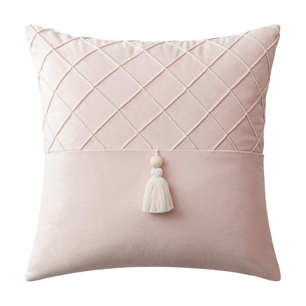 Ins Style Splicing Pillow Case Bedside Sofa Pillow Pillow Sample Room Decoration Diamond Tassel Pillow Case