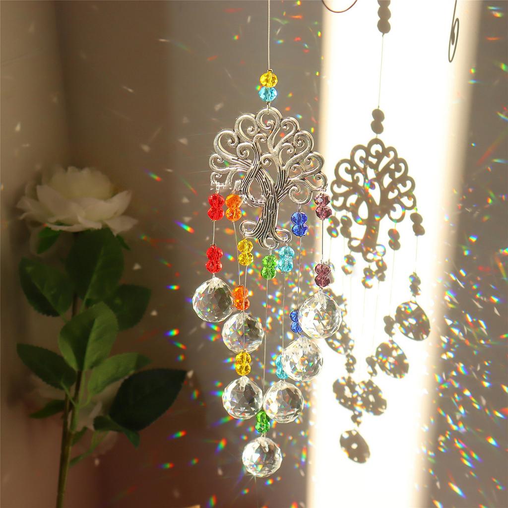 Colorful Crystal Wind Chime Beautiful Garden Jewelry Pendan Decor Suitable for Window Home Car Party Wedding Decoration