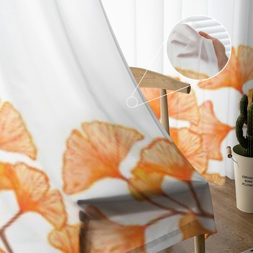 Leaves Of Ginkgo Sheer Window Curtains For Living Room Bedroom Modern Voile Tulle Curtains Fabric Drapes For Kitchen