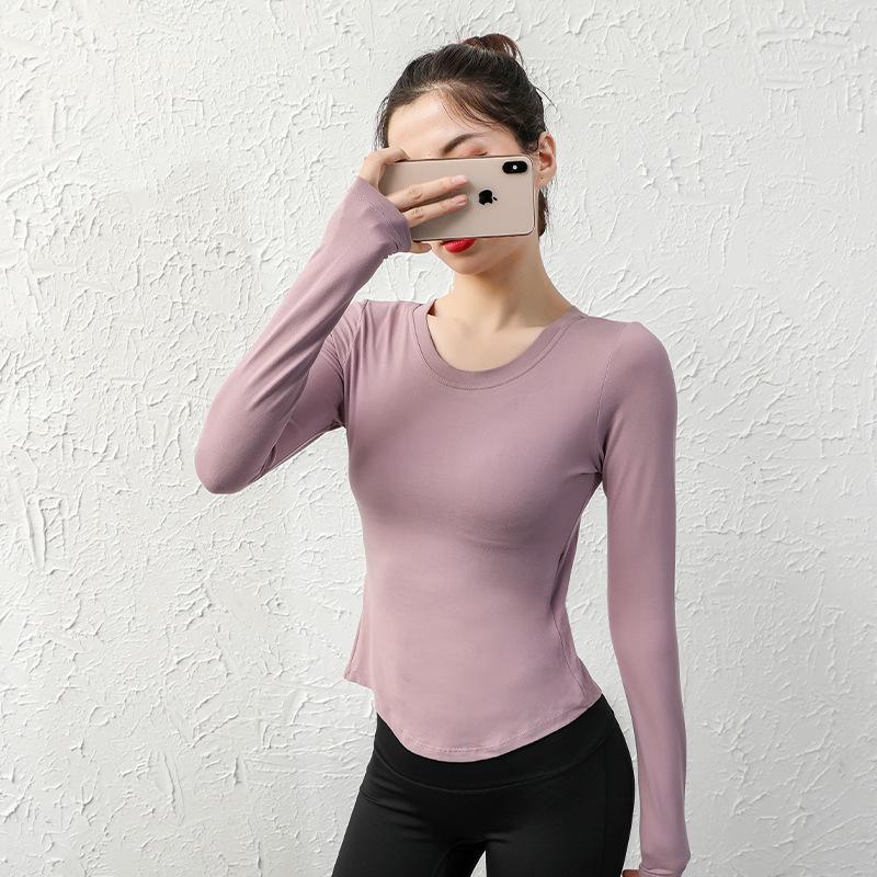 

Женский сексуальный топ с длинными рукавами для йоги и фитнеса, быстросохнущий, облегающий, для осени и зимы Medium фиолетовый