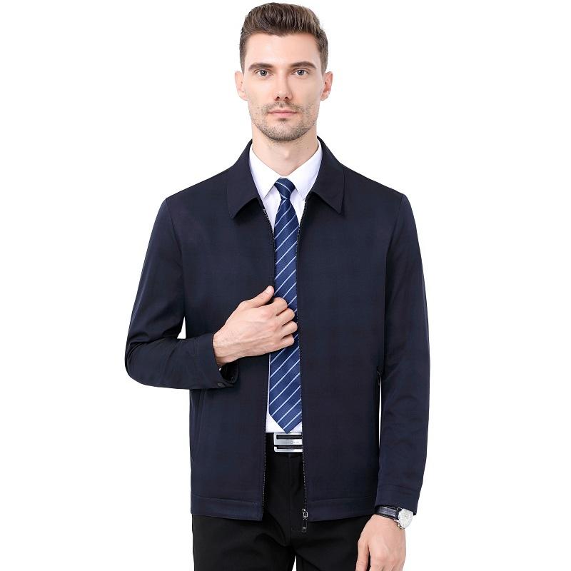 High-end business jacket men's spring and autumn new style middle-aged and elderly men's dad wear lapel casual jacket hidden plaid coat
