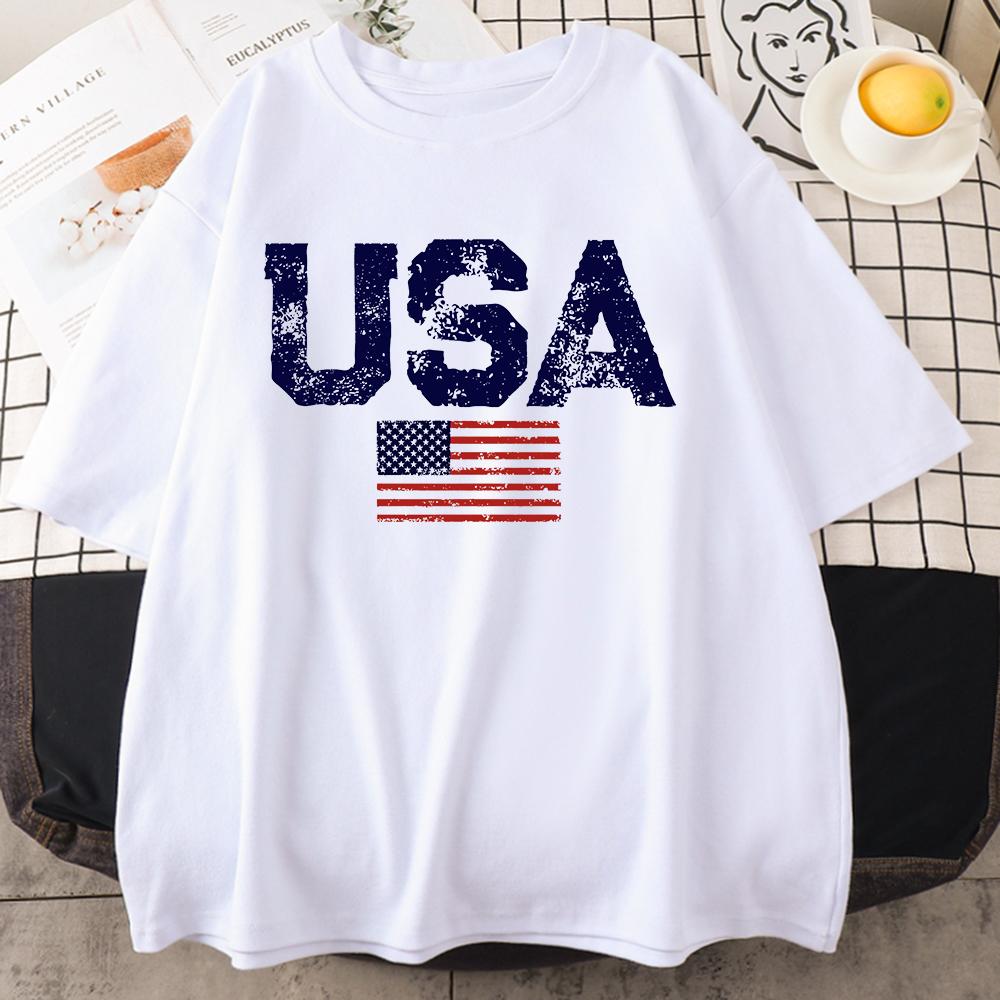 Vintage Usa Flag Street Print Male T Shirts Hip Hop Street Tshirt Summer Casual Cotton Tops Oversized Breathable Tee Clothes