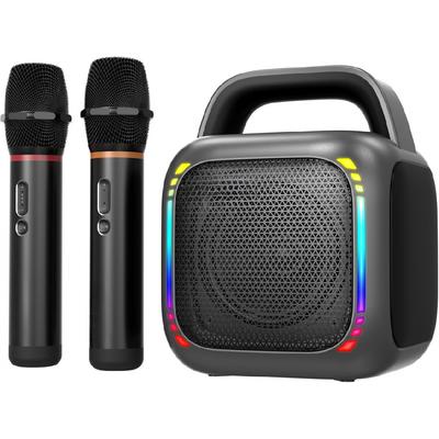 Karaoke Machine with 2 Wireless Microphones, 5.0 Bluetooth 50W Speaker for Adults & Kids, Handle & RGB Lights, Supports TF card/USB/Aux In/TWS