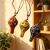 Practical Beginner Ceramic Ocarina 6 Hole Pendant Instrument with Cord for Students, Classroom Study and Regular Practice Use