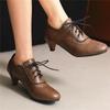 Fashion Pumps Spring and Autumn New Vintage Style Oxford Fashion Cross Lace Up High Heels Single Shoes Round Head Lefu Shoes High 32-48