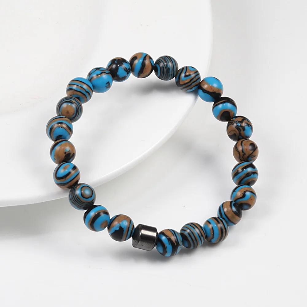 Malachite Beaded Bracelet Cylinder Natural Stone Bracelets High Quality Energy Bangle Classic Strand Jewelry Pulsera