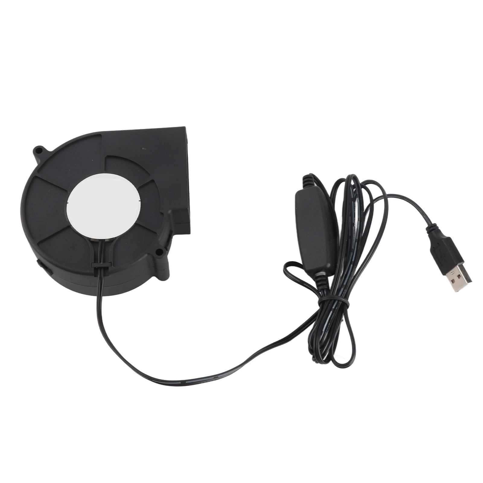 

USB Blower Fan 3.8in 3 Speed Mode DC5V Brushless 3800 RPM 22 CFM Computer Cooling Fan for PC Electronics 3D Printer
