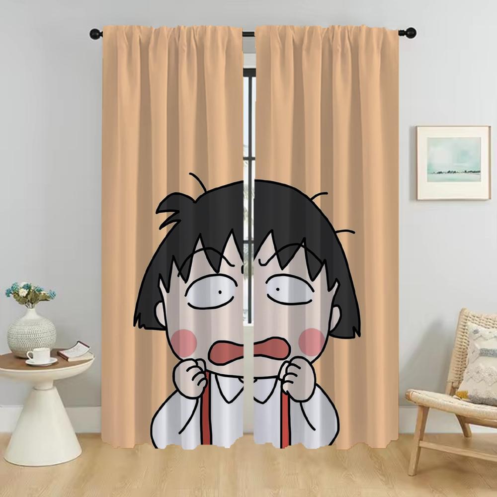 Chibi Marukos Kitchen Curtains 2 Pieces Partition Living Room Curtain Halloween Decoration Curtains for Bedroom Shades Blackout