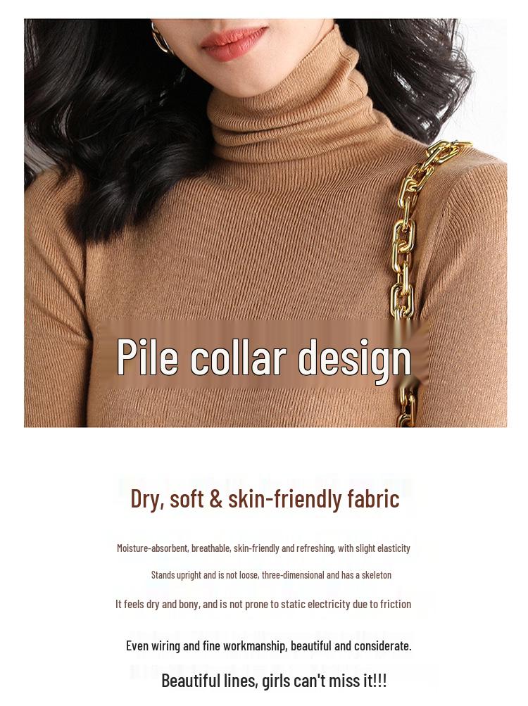 Women's Slim Fit High Neck Wool Sweater - Lightweight, Sheer Base Layer for Spring and Autumn