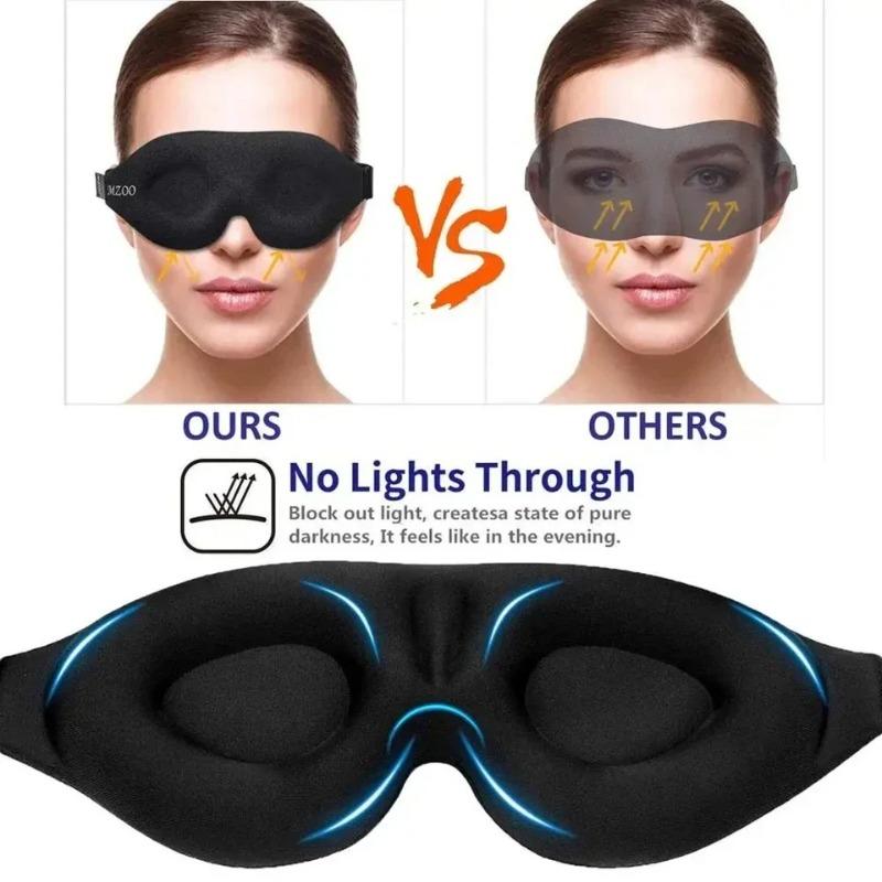 3D maska ​​na oči nastavitelná Vhodné pro muže a ženy bez tlaku na oči Prodyšná a světlo blokující maska ​​na oči Černá