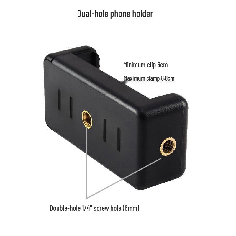 Universal Tripod Head with Phone Holder & Camera Mount for Live Streaming