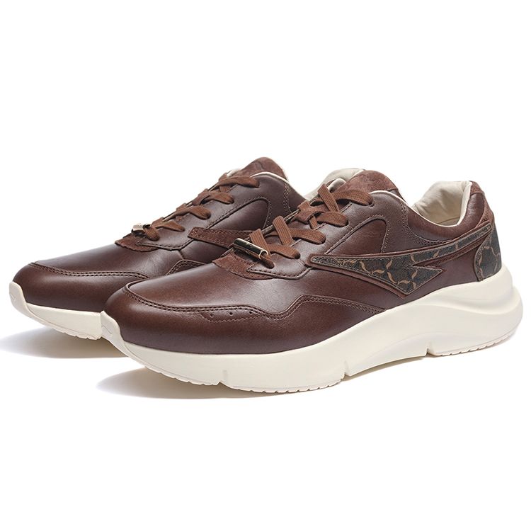 Li-Ning Commuter Series Leather Shock Absorbing Non-Slip Wear-Resistant Low-Top Sports Casual Shoes Men Sneakers Clay-Brown ALFR109-2