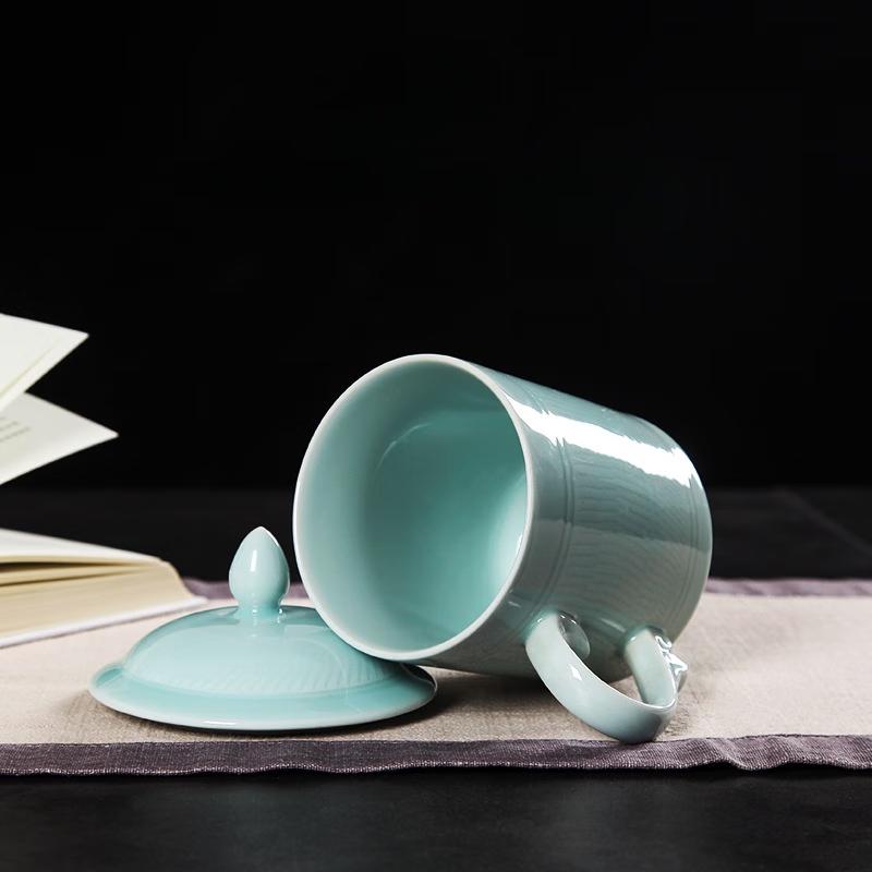 Chaxun Ceramic Office Teacup with Lid and Handle