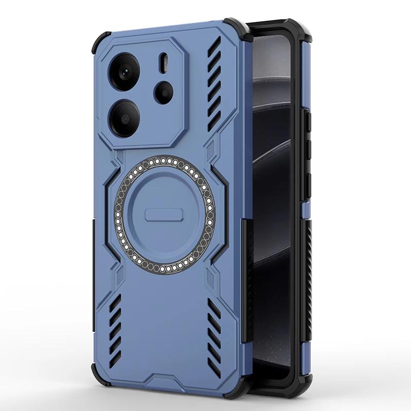 Heat Dissipation Armor Shockproof Magnetic Case For Xiaomi Redmi Note 14 4G 5G Global Four Corner Airbags Anti-fall Phone Cover