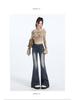 Retro Blue High-Waist Micro Flare Jeans with Slimming Raw Edge Design for Women - Spring & Autumn