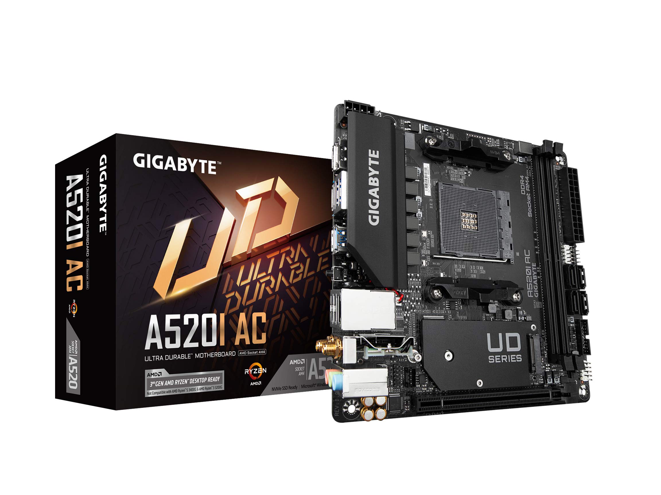 

GIGABYTE A520I AC Motherboard MiniITX AMD A520 MB5141 [With chipset]
