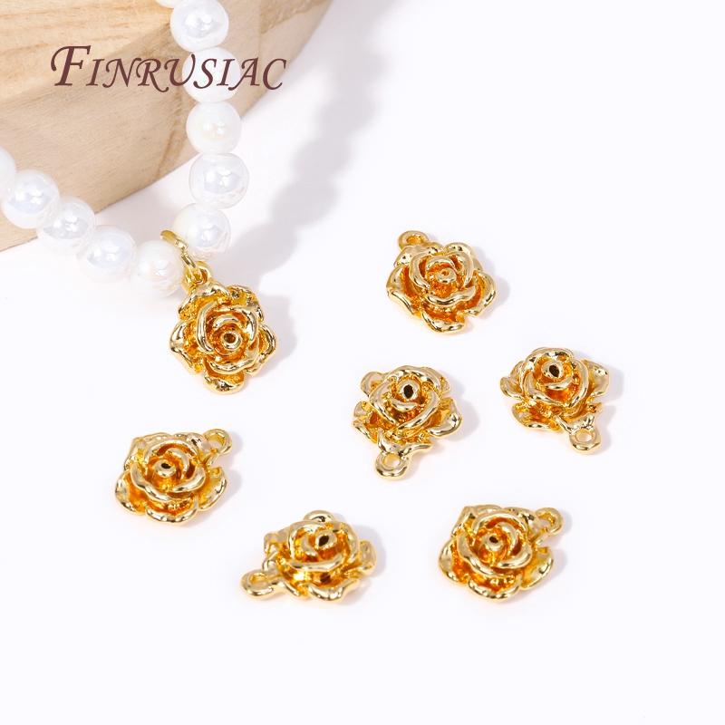 Fashion 18K Gold Plated Brass Metal Flower Charms Pendants High Quality Jewelry Making DIY Necklace Earrings Accessories